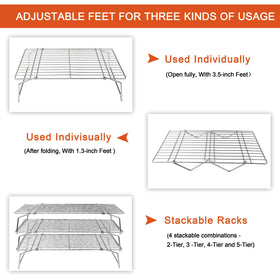 P&P CHEF stackable oven safe rack shown with sheet pan for space saving