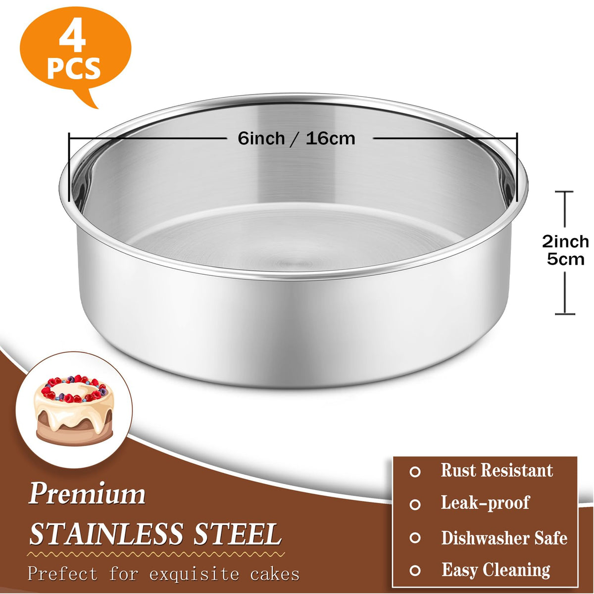 Stainless steel bake pans with mirror finish deliver clean release and easy cleanup.