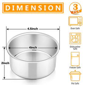 PP CHEF round pans stacked; durable stainless steel prevents deformation during multi-tier baking.