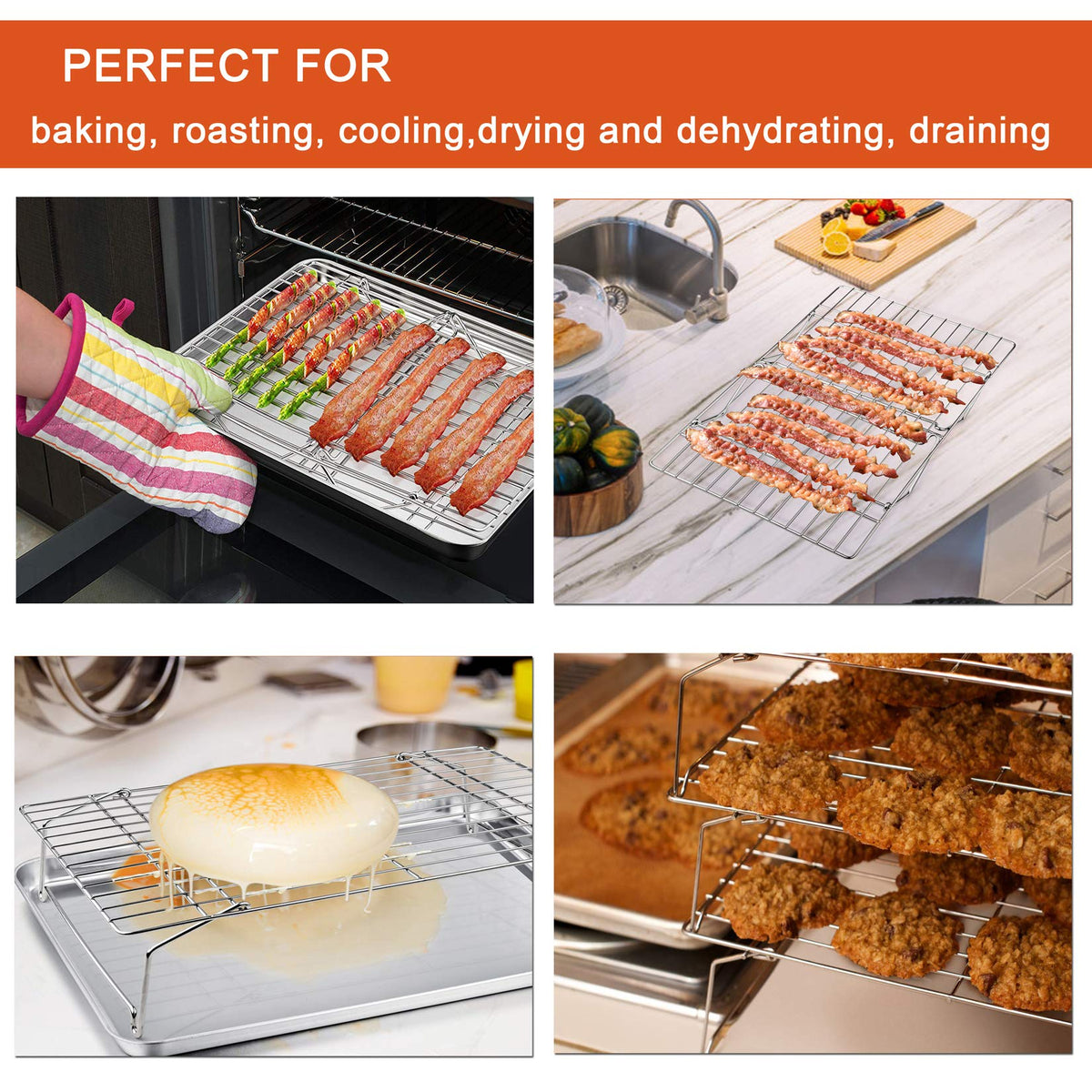 P&P CHEF welded parallel bars prevent food from slipping during cooling