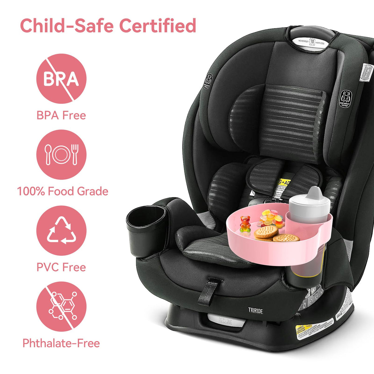 PPTSLID travel snack tray for kids pink offers on-the-go munching