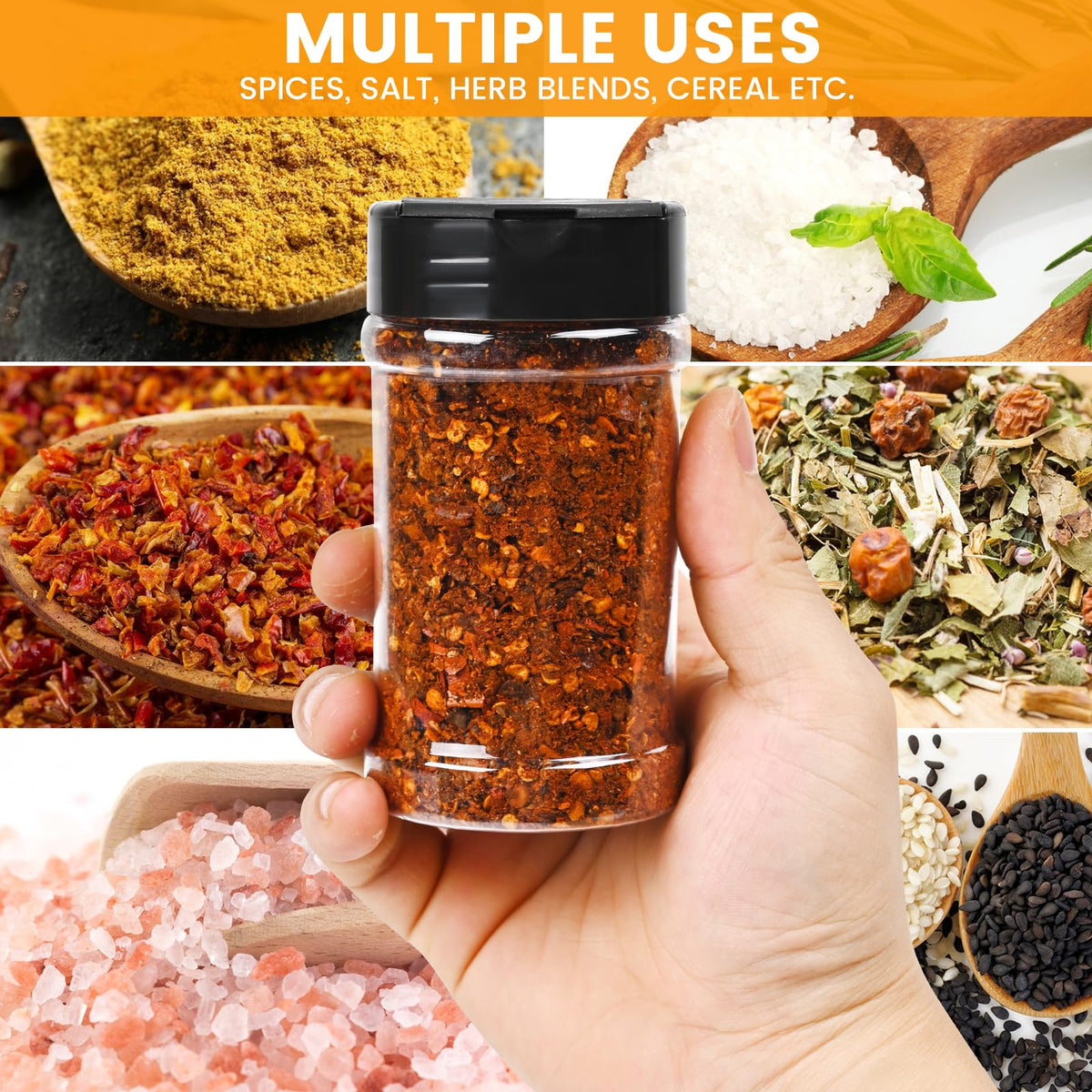 PPXHFV double-sided lids enable precise shaking or pouring to taste.