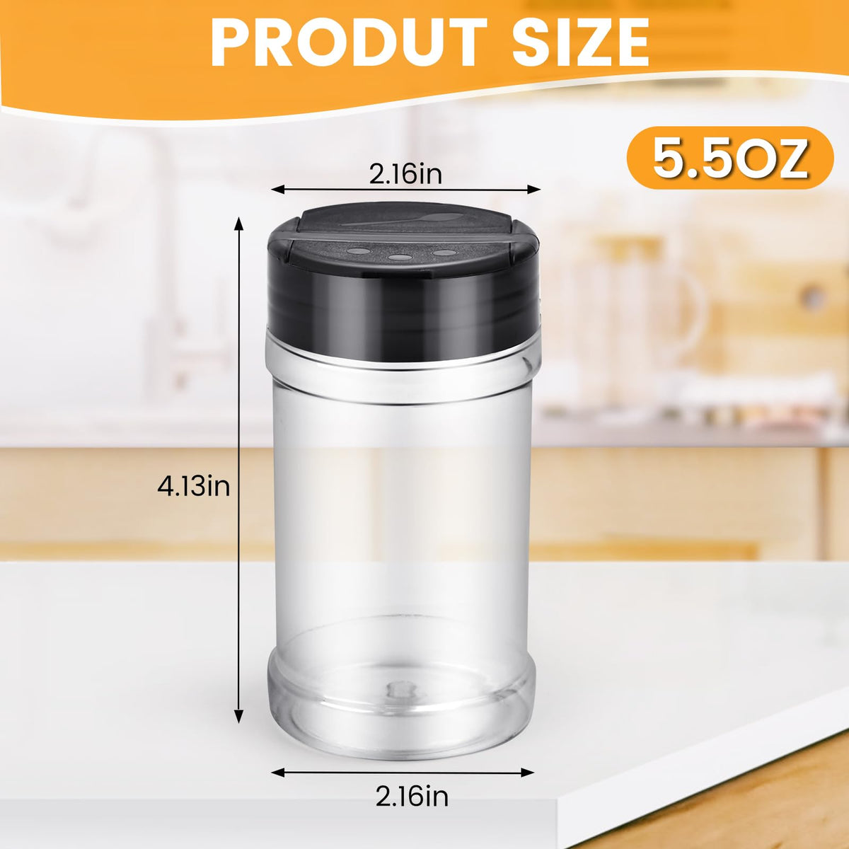 PPXHFV clear PET spice jars showcase spices at a glance for quick prep.