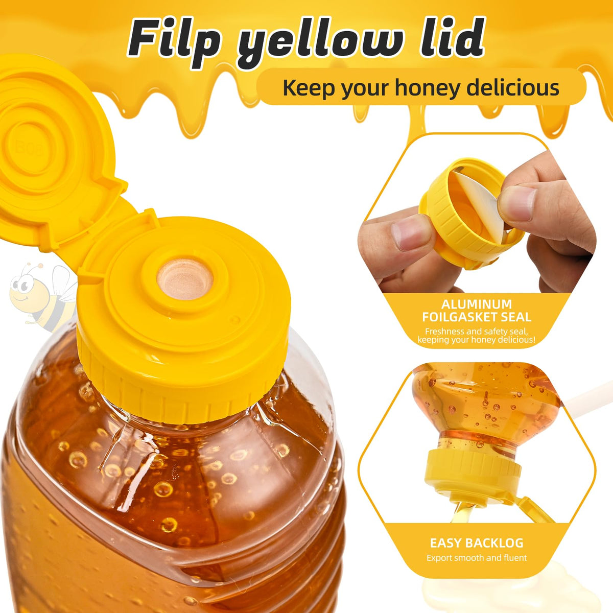 PPXHFV honey bottle 16oz with flip-top cap for mess-free pouring.