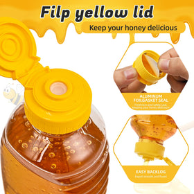 PPXHFV honey bottle 16oz with flip-top cap for mess-free pouring.