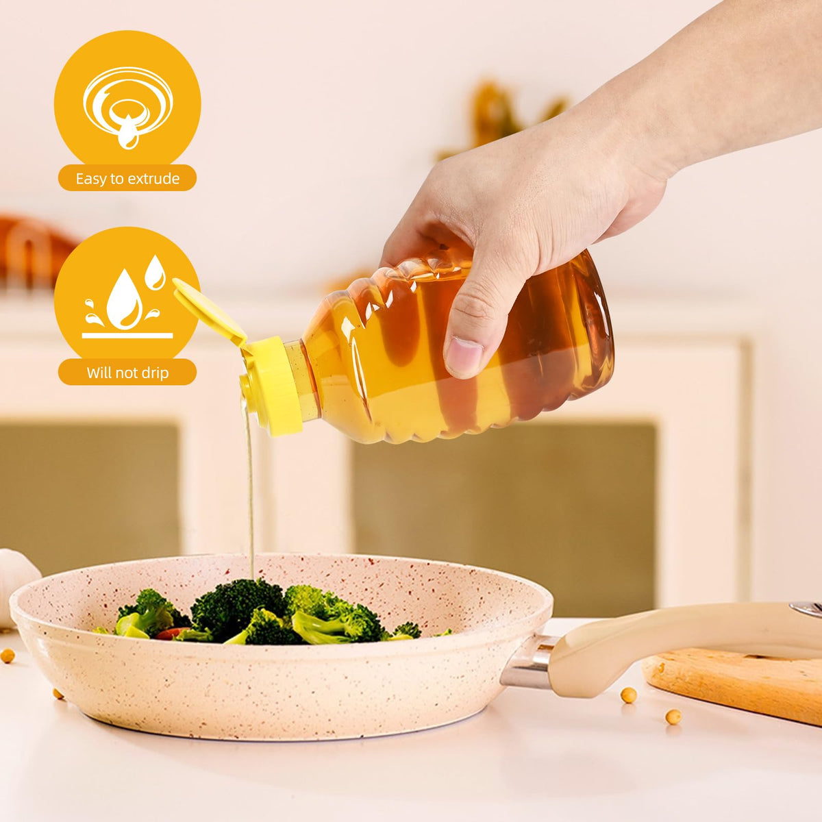 PPXHFV refillable plastic honey jar for repeated use and freshness.