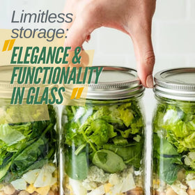 PR1M3 32oz mason jar inside view highlights crystal-clear glass for easy labeling and planning.