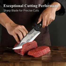 Pracaniz Bat Design Knife blade detail shows sharp edge and corrosion-resistant stainless steel