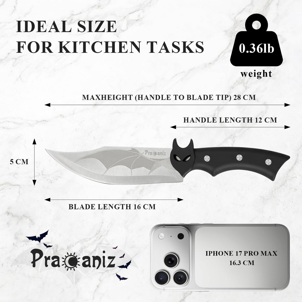 Pracaniz Bat Design Knife on display as Gothic decor creates ambiance