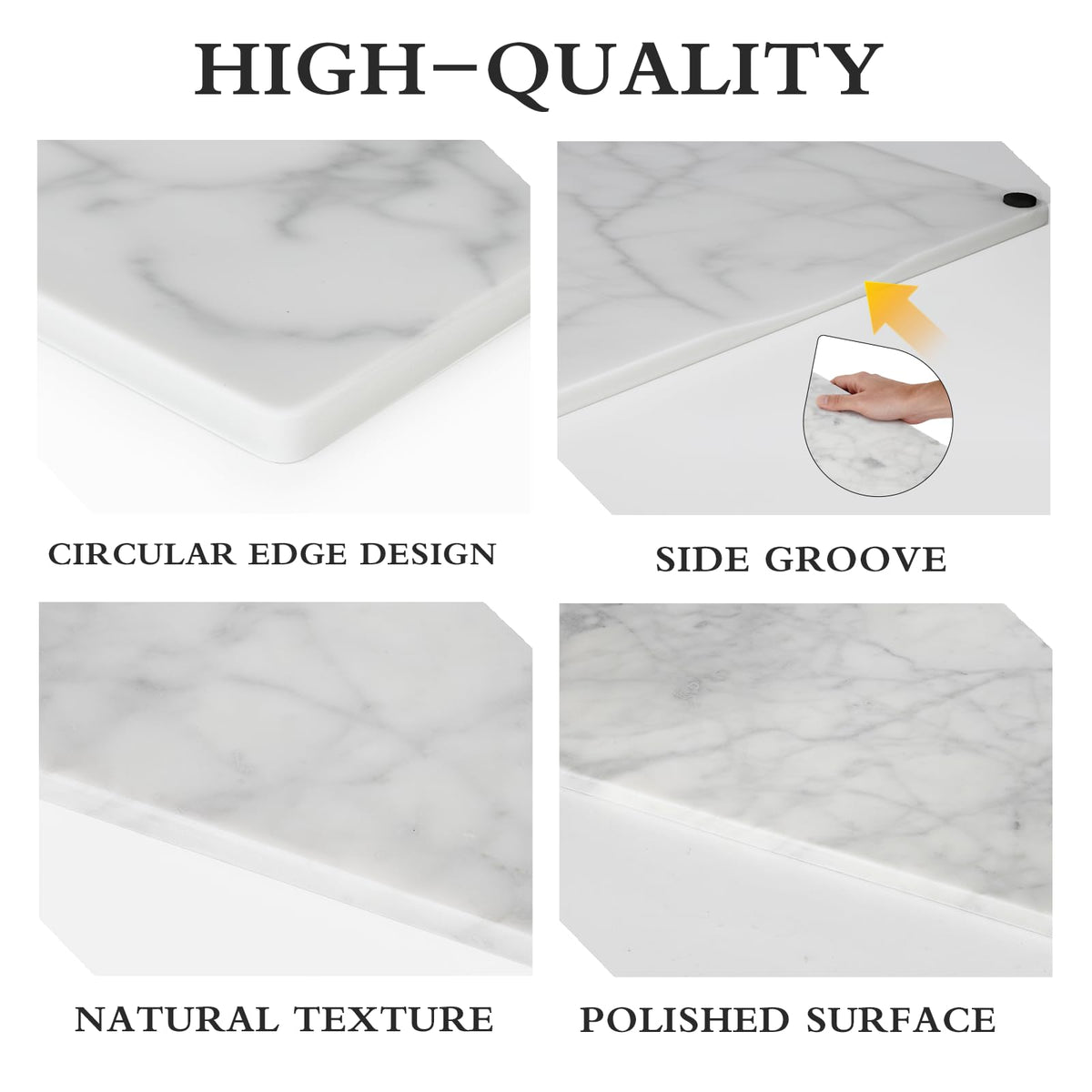 Non-slip feet stabilize the surface for steady slicing and prep.
