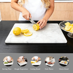 Versatile pastry board for dough, cookies, and chocolate tempering.