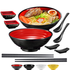 Practimondo unbreakable ramen bowls with two large bowls, ideal for family meals and hot servings.