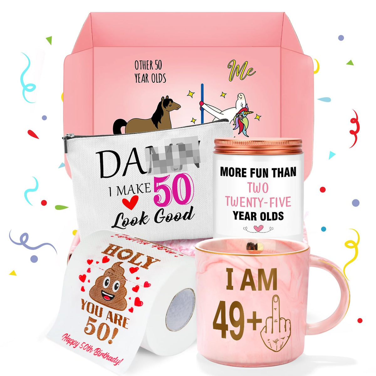 Pradnel 50th birthday coffee mug with pink marble design for celebratory mornings