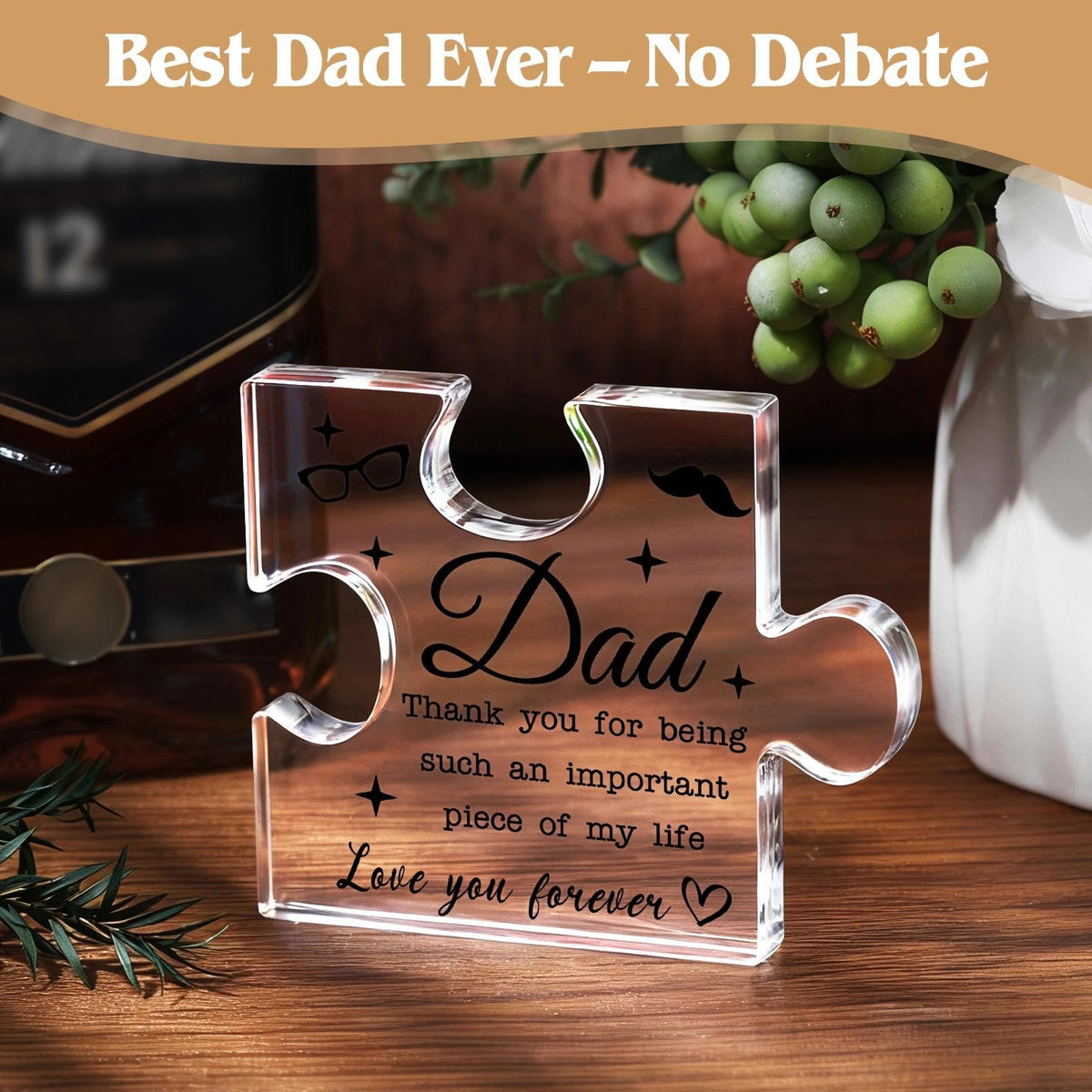 Pradnel Dad Gift Basket acrylic puzzle decoration brightens desk space.