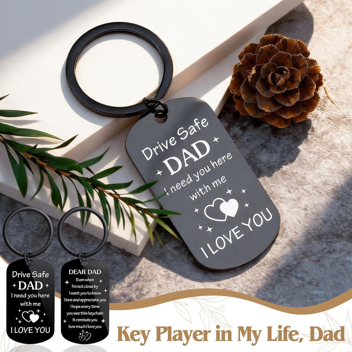 Pradnel Dad Gift Basket dedicated dad keychain carries your love.
