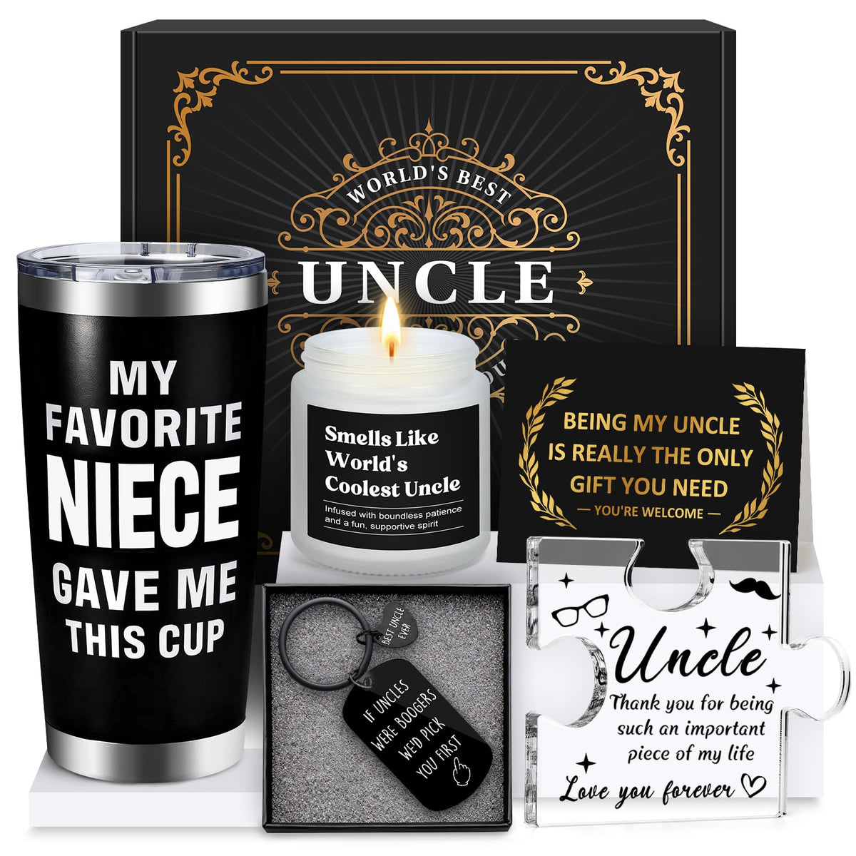 Pradnel Uncle Gift Box tumbler made of durable 18/8 stainless steel for hot or cold drinks.