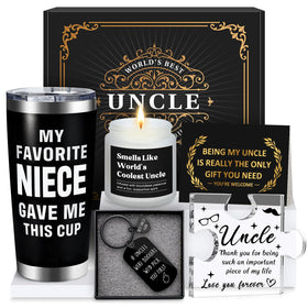 Pradnel Uncle Gift Box tumbler made of durable 18/8 stainless steel for hot or cold drinks.