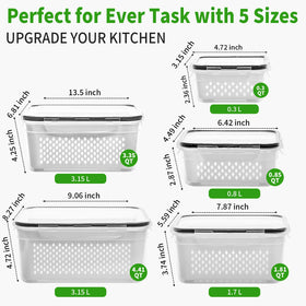 PRAKI 4-in-1 storage for soaking, washing, draining, and storing produce.