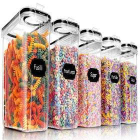 PRAKI 5-piece cereal containers set keeps pantry organized and visible.