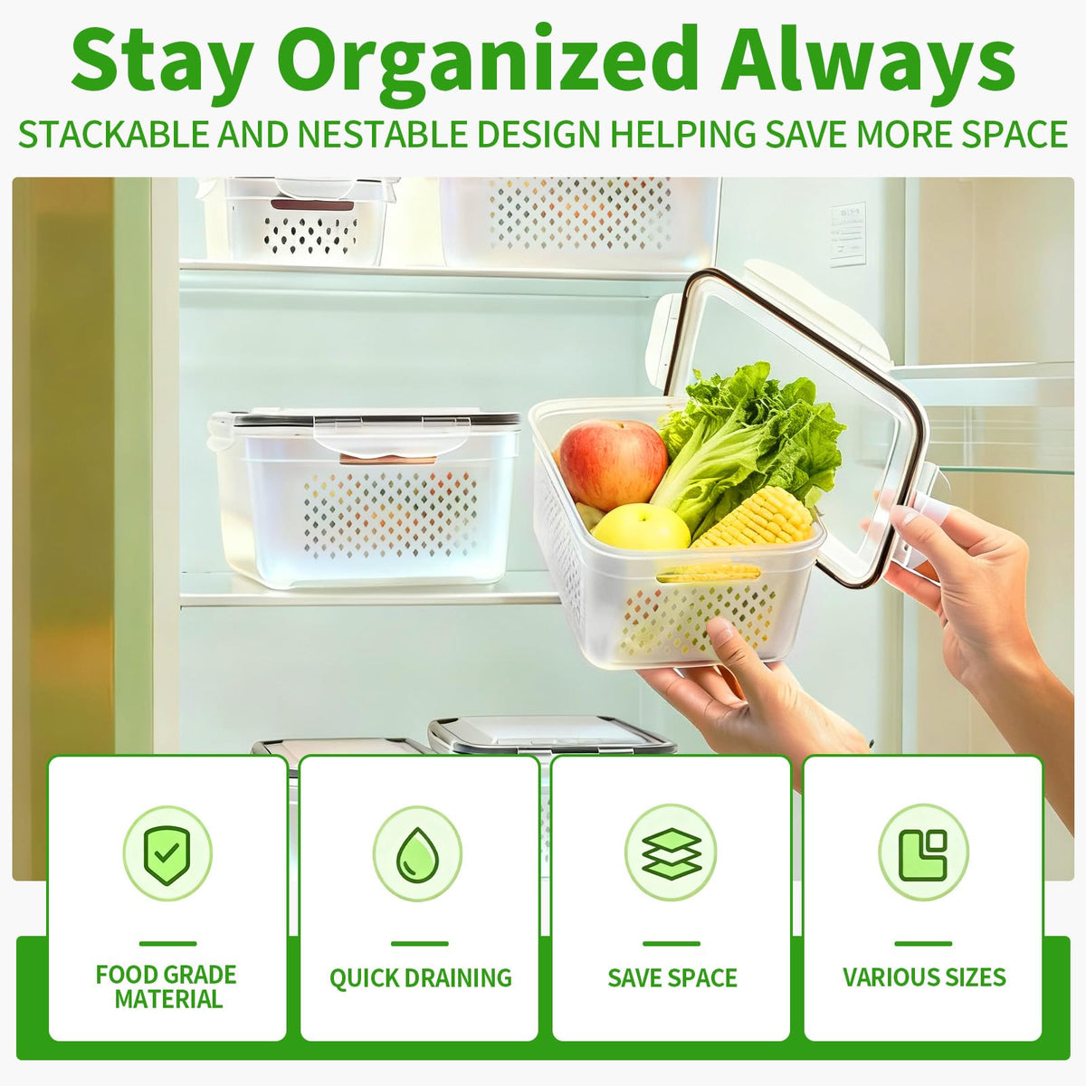 PRAKI BPA-free produce storage keeps pantry tidy and family-friendly.
