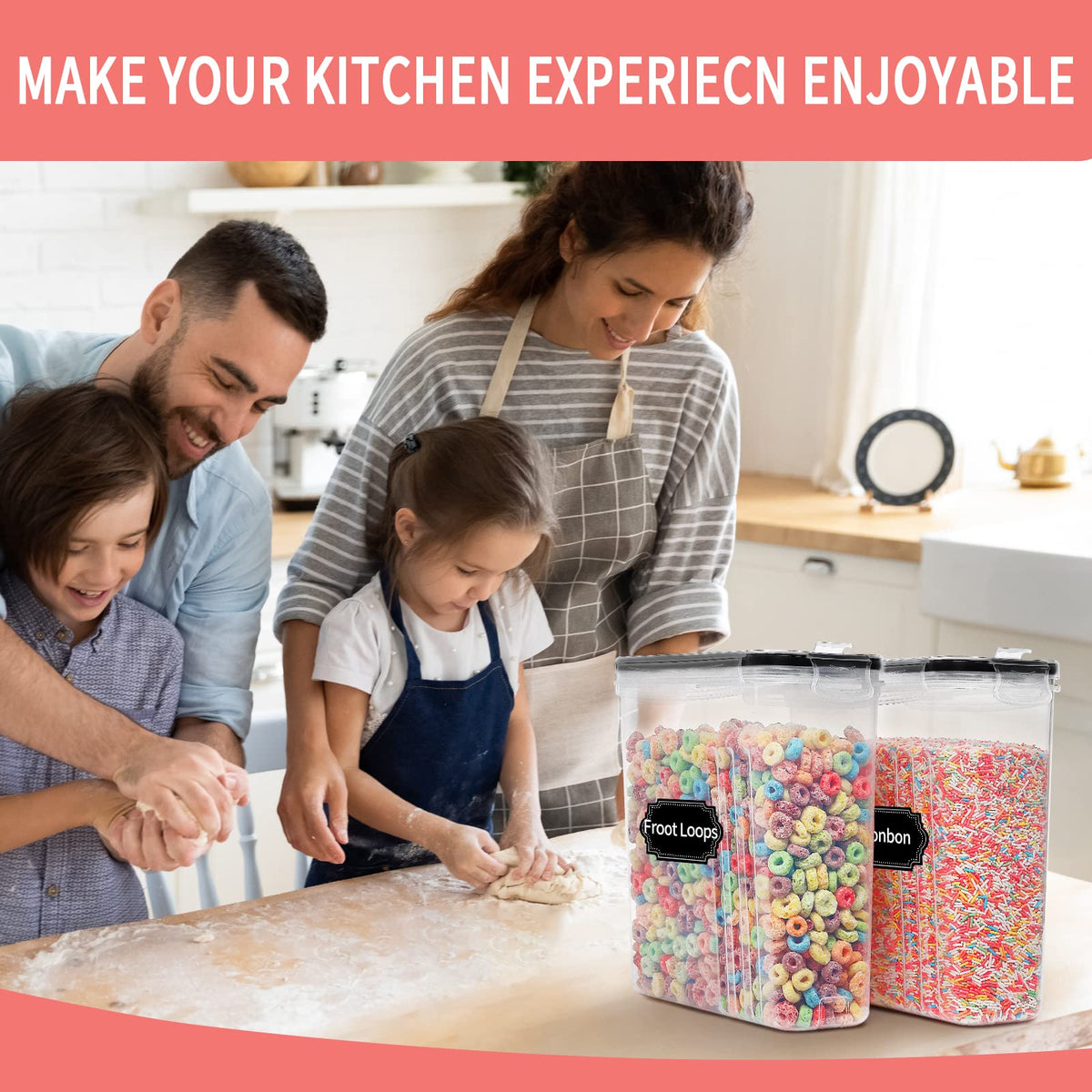 Measuring cup included for quick portion checks.