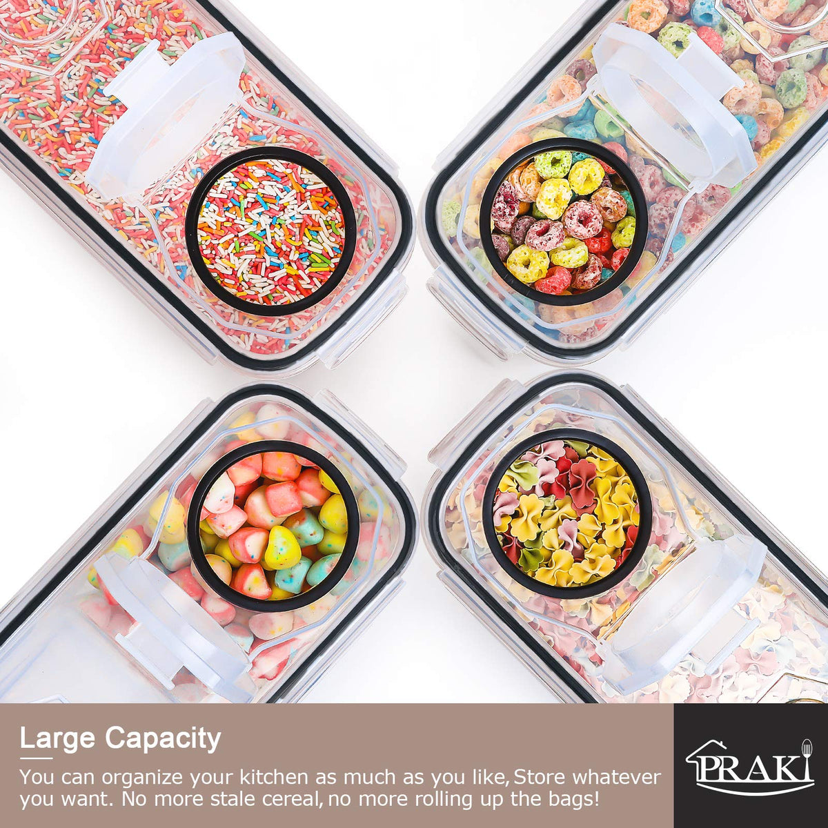PRAKI chalkboard labels with marker help track cereal names and dates.