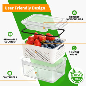 PRAKI dishwasher-safe containers guard freshness; lids are not microwave-safe.