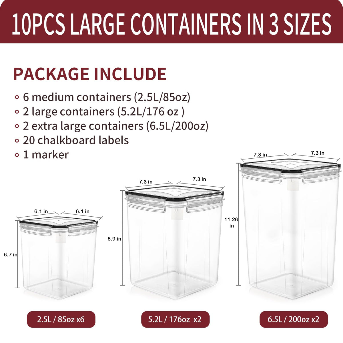 PRAKI extra-large 6.5L container suitable for cereals and bulk foods