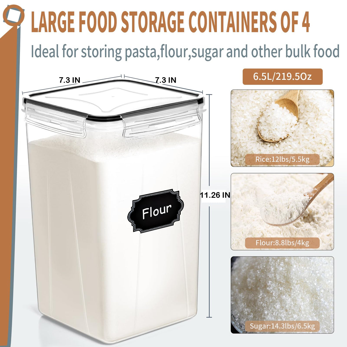 PRAKI four-piece storage set with labels promotes quick pantry organization