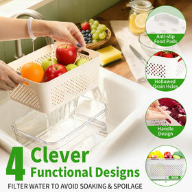 PRAKI fridge organizer with airtight lid keeps produce secure and leak-free.