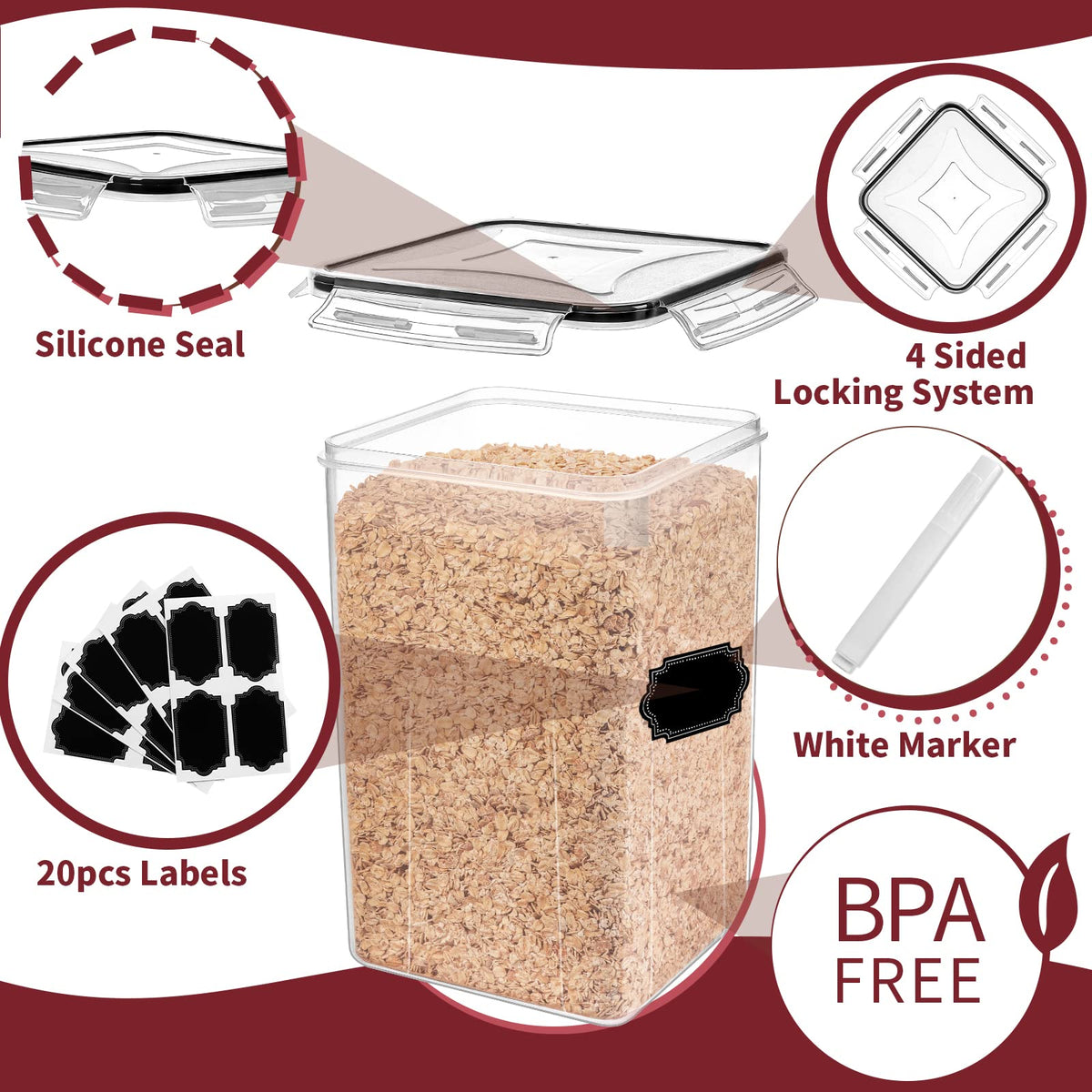 PRAKI large 5.2L container ideal for flour and sugar storage