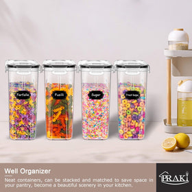 PRAKI versatile dry-food storage for sugar, flour, pasta, and snacks.