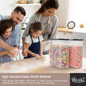 PRAKI space-saving containers fit neatly in cabinets and fridges.