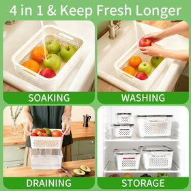 PRAKI stackable fridge bins save space while organizing fruits and veggies.