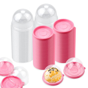 PRALB mini cupcake box with pink domed lid for elegant gift presentation.