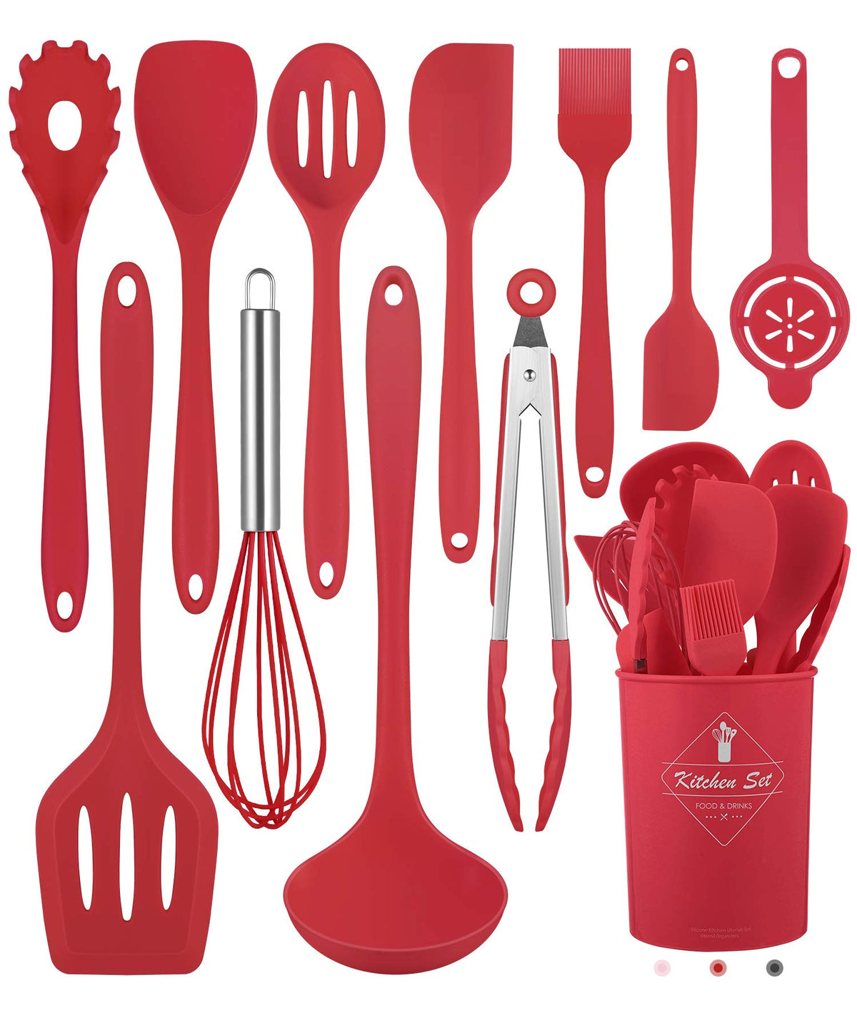 Pranski 12-piece silicone ladle, heat-safe and non-scratch for nonstick cookware