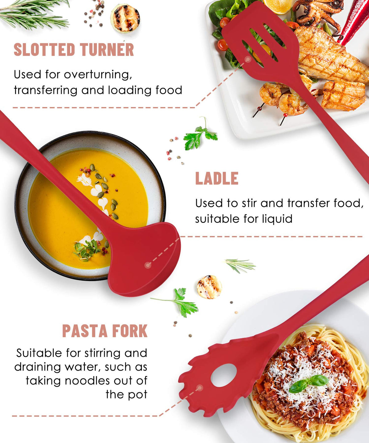 Pranski slotted spoon, drains liquids while serving safely