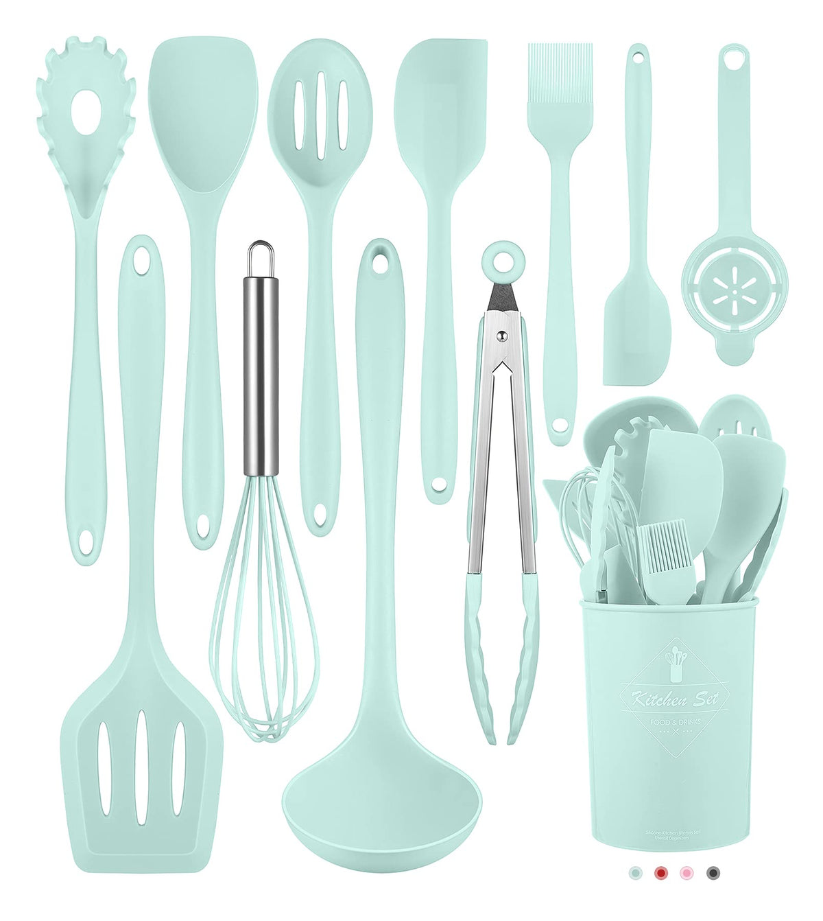Pranski 12-Piece Utensil Set ladle for easy serving with nonstick cookware