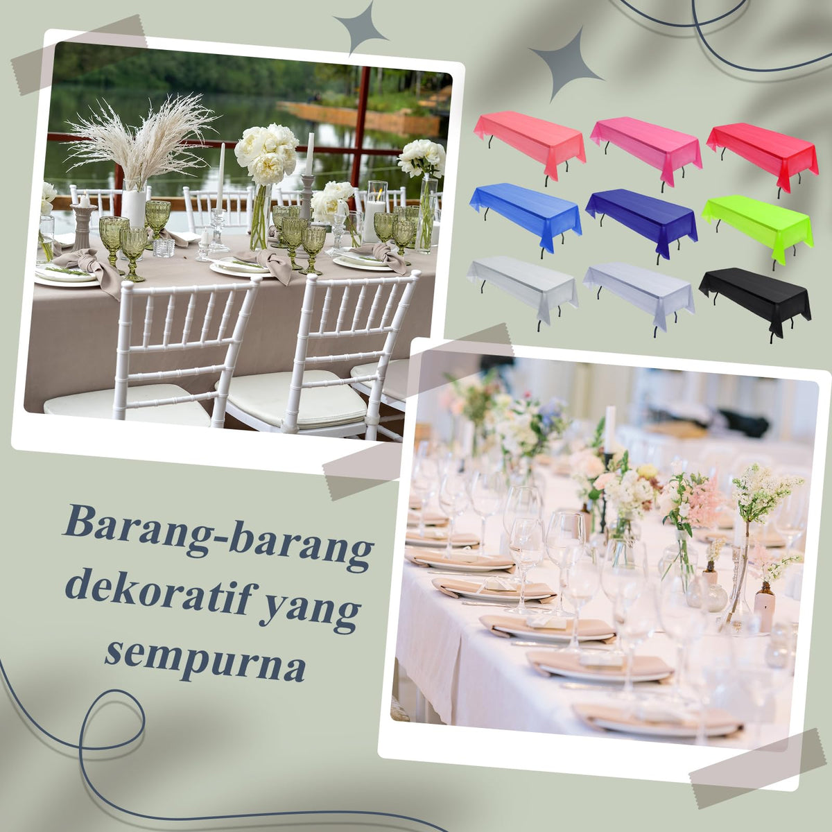 Preboun pink rectangle tablecloth creates vibrant visuals with easy post-event disposal.
