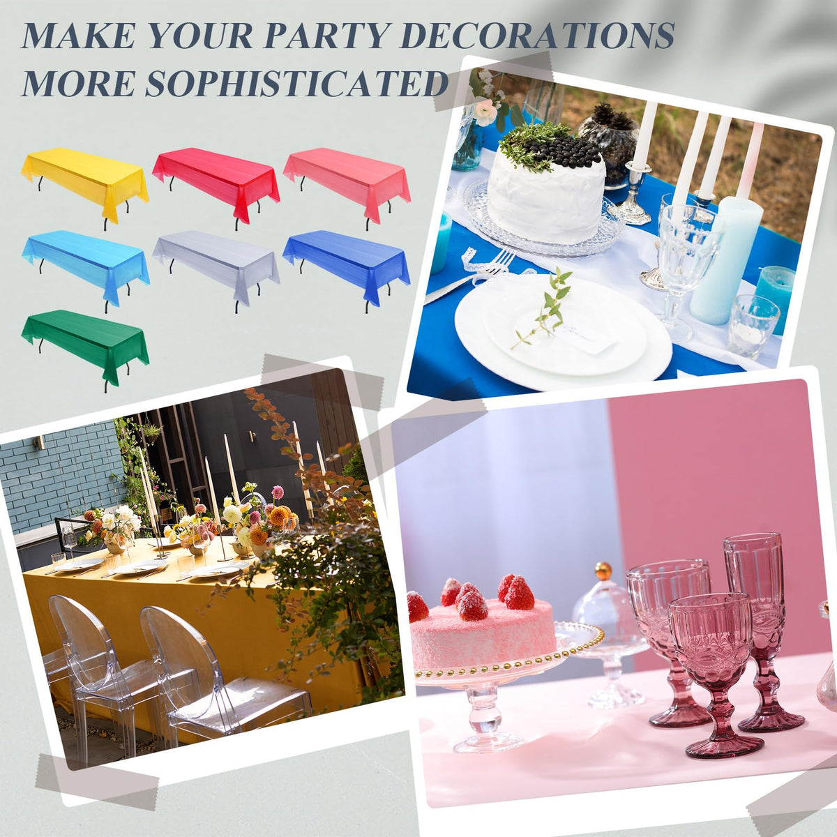 Preboun red rectangle tablecloth guards tables during lively celebrations and spills.