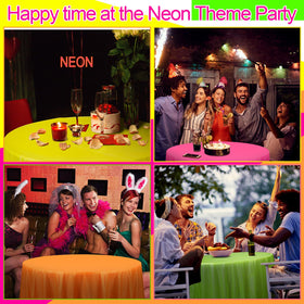 Preboun neon party tablecloth color palette highlights neon decor for celebrations