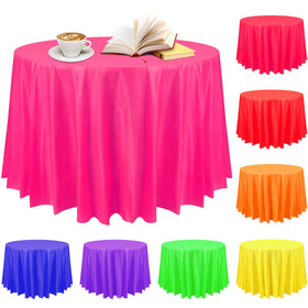 Preboun neon round tablecloth 84in spread, vibrant setup for events and easy cleanup