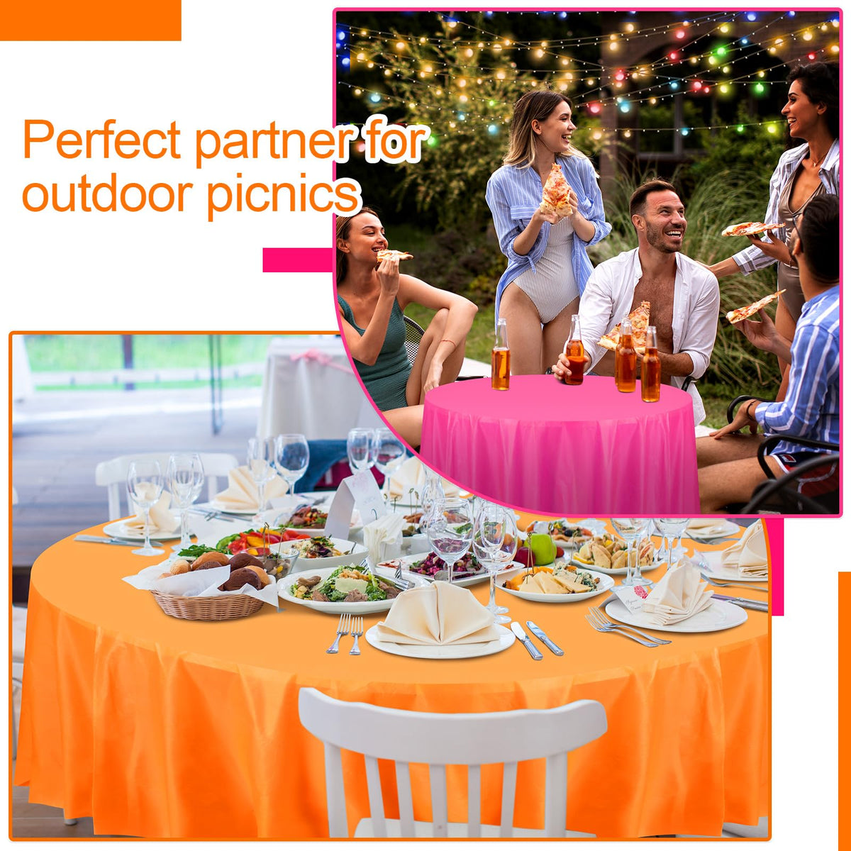Preboun disposable round tablecloth provides protective coverage and mess-free cleanup