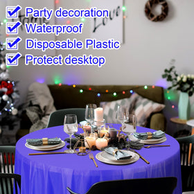 Preboun round tablecloth easy cleanup with sturdy PEVA protection during meals