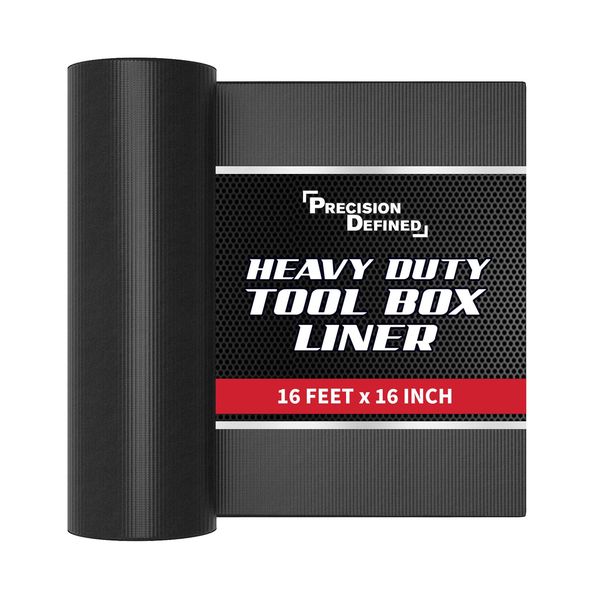 Precision Defined tool box liner unrolled in a drawer keeps tools organized and protected