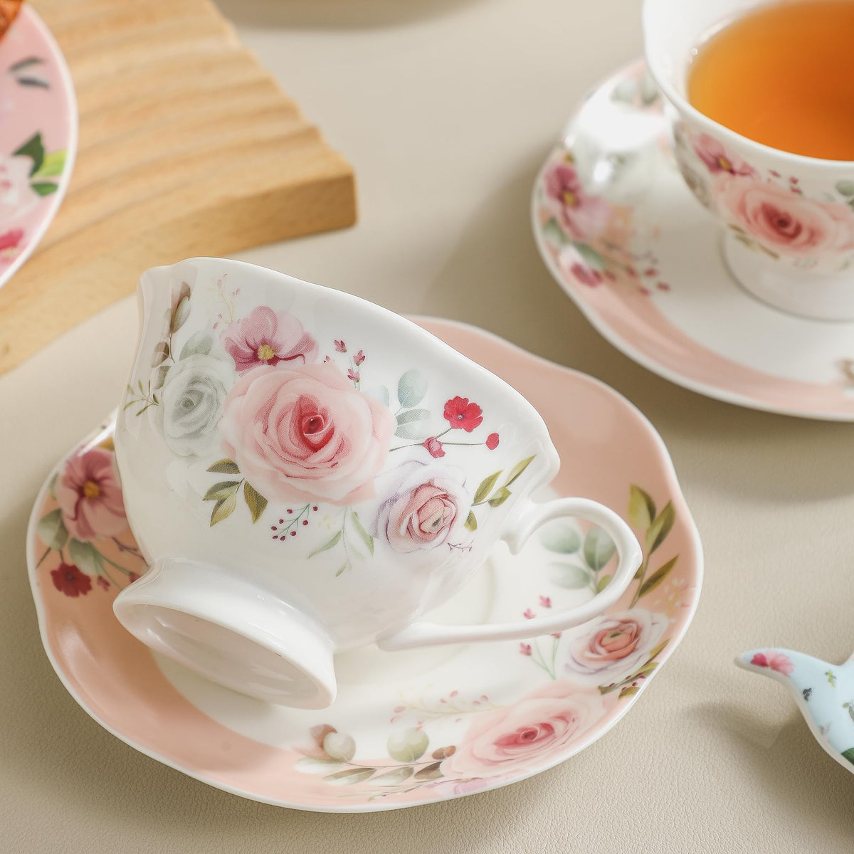 PRECITIME 12-piece tea set on table ready for entertaining guests.