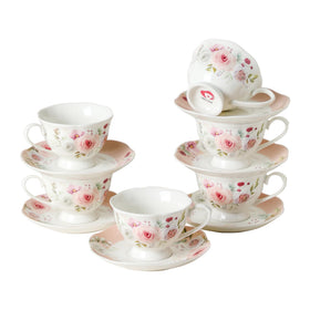 PRECITIME floral tea cup with rose pattern for elegant daily tea.
