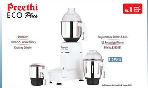 Preethi Eco Plus 1.5L jar set ideal for wet grinding and large batches.