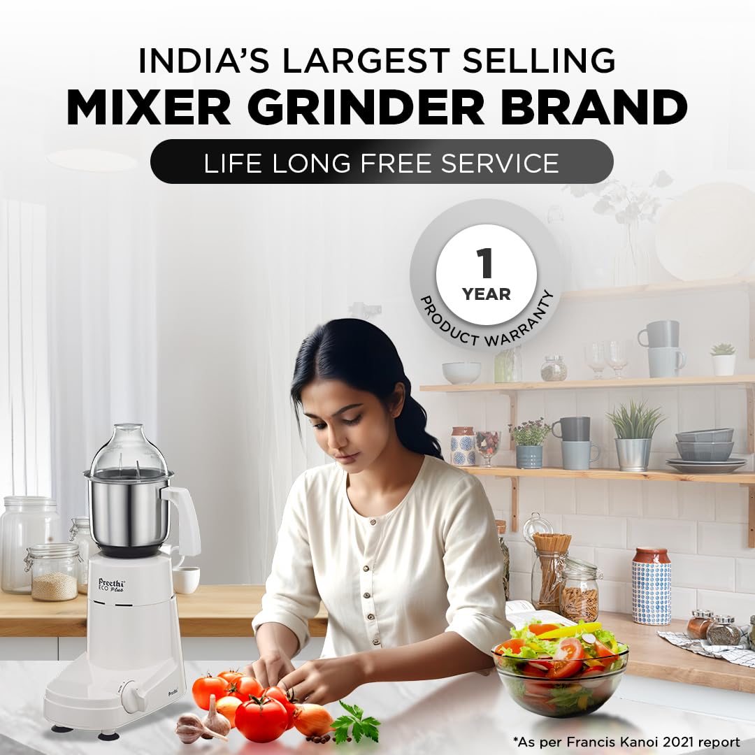 Preethi Eco Plus MG-138 stainless steel blades for efficient grinding