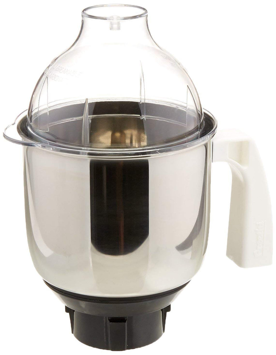 Preethi MGA 513 jar front view with 1.5L capacity for versatile grinding.